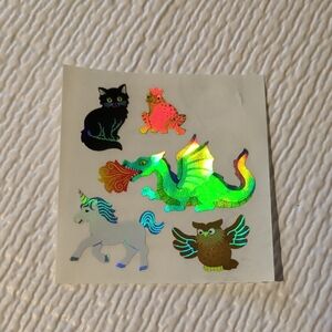 💚4/$10💚 Sandylion Vintage Holographic Fantasy Creature Stickers - 1 missing